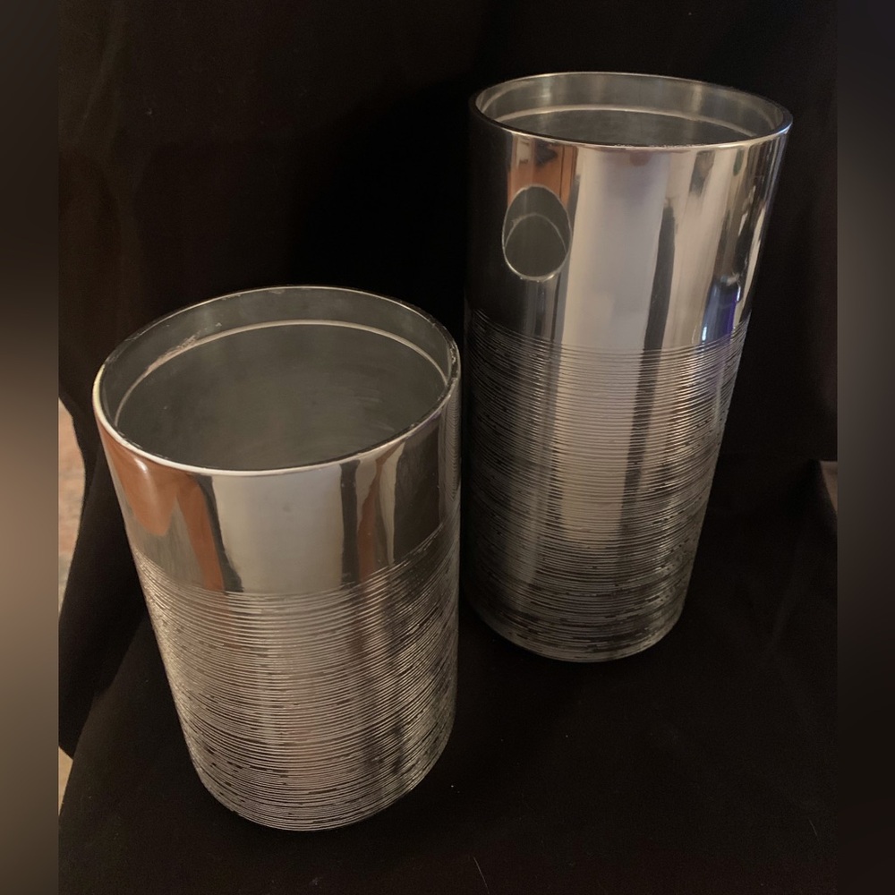 Vesta Hollowware Wedgewood Vera Wang Stacking Metal Cylinders set of 2